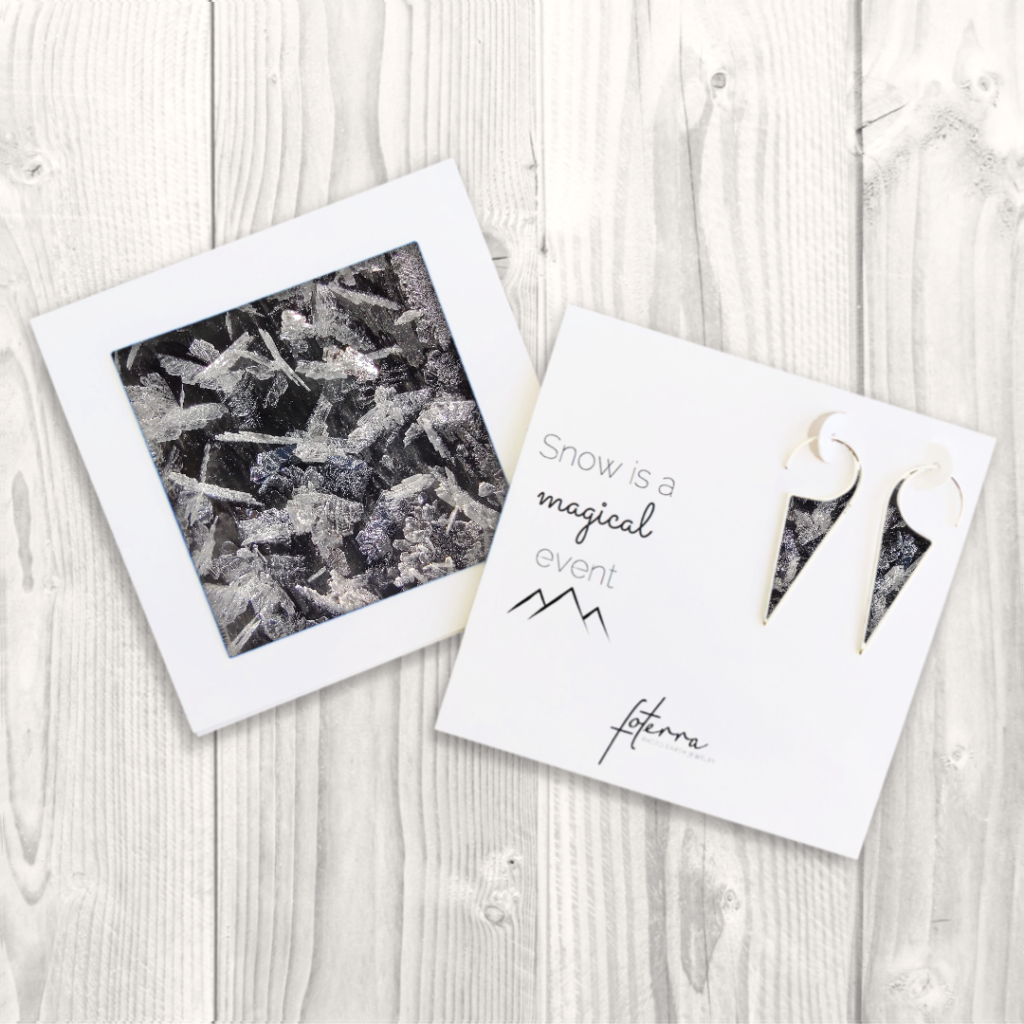 Ice crystals triangle shaped photo earrings - photo jewelry collection