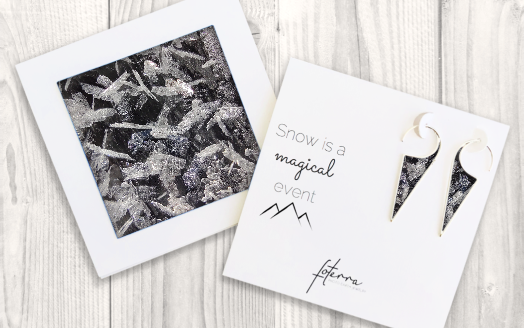 Ice crystals triangle shaped photo earrings - photo jewelry collection