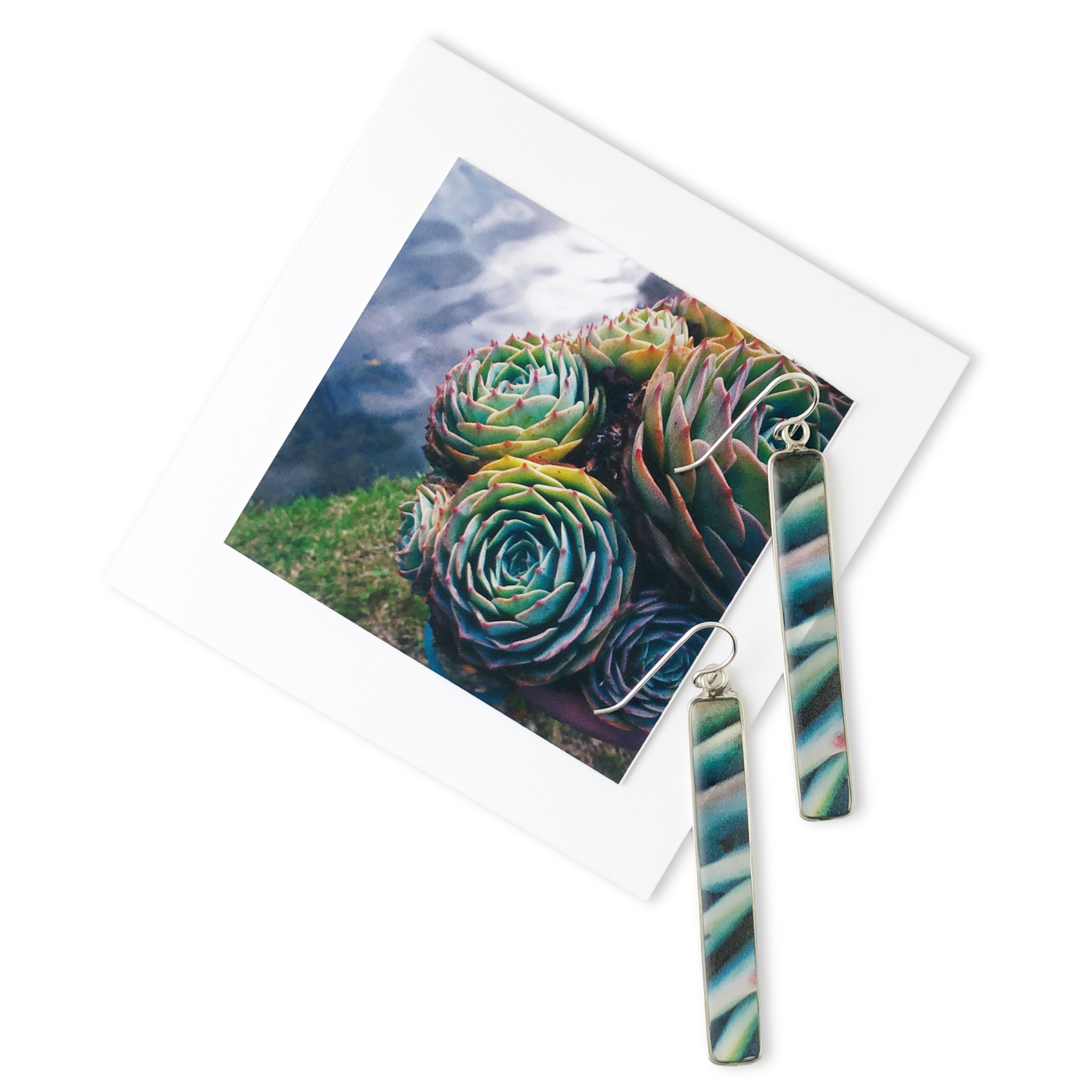 mexican snow flower photo earrings