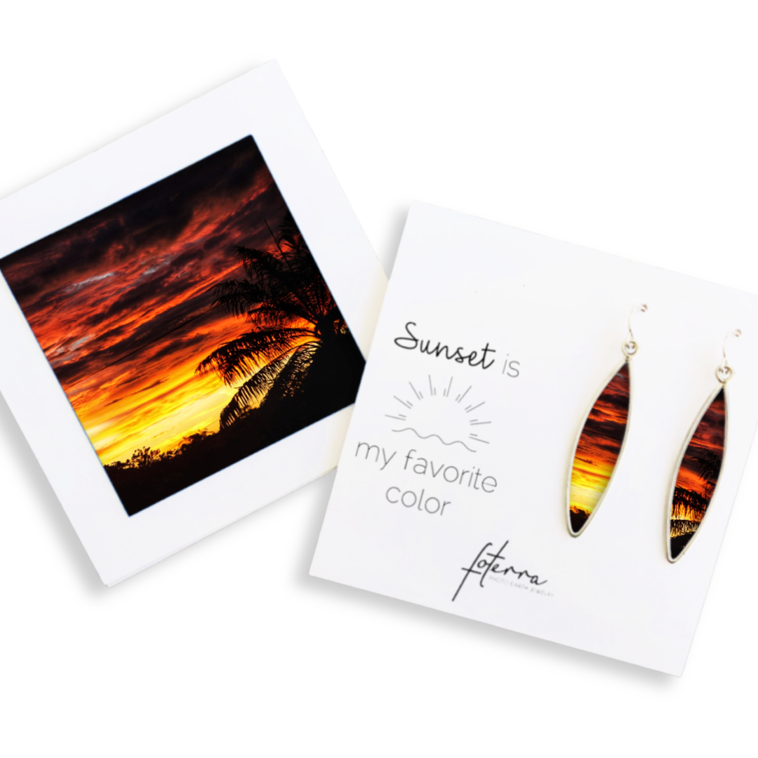 red sunset photo earrings