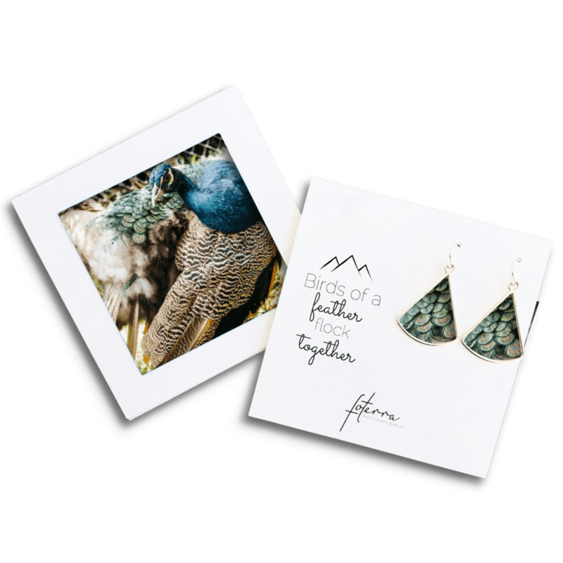 peacock triangle fan earrings